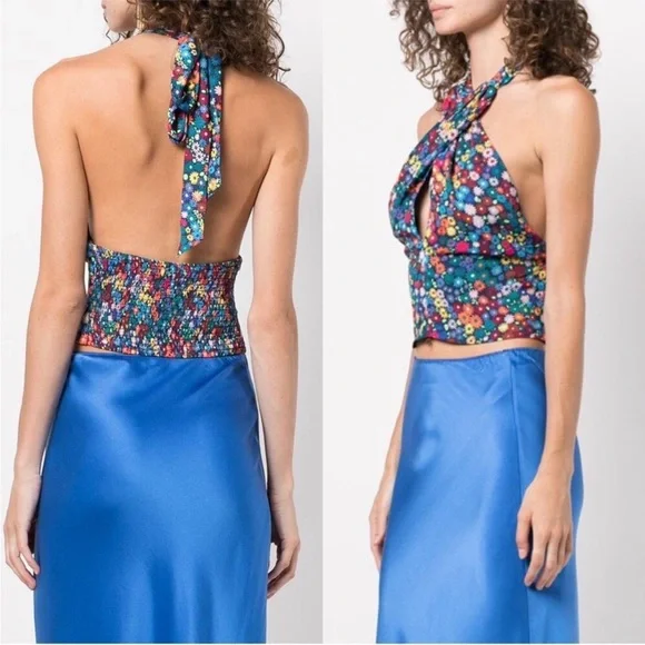 STAUD Kai Floral Print Smocked Top - Picture 2 of 8